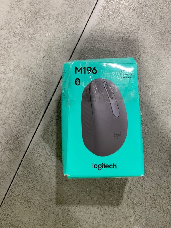 Photo 1 of Logitech M196 Bluetooth Wireless Mouse, Compact and Portable Mouse for Laptops, Tablets and More, 12-Month Battery, Smooth Tracking, Compatible with PC and Mac, Windows and macOS - Graphite