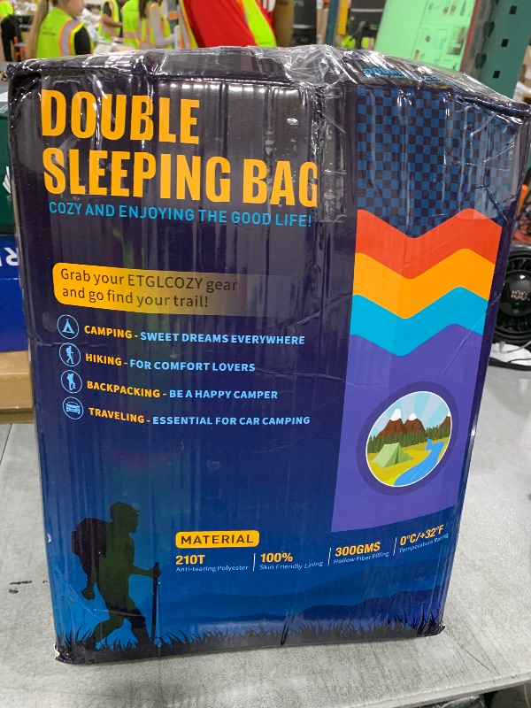 Photo 1 of ETGLCOZY Double Sleeping Bag Flannel for Adults, XL Queen Size 2 Person Sleeping Bags for All Seasons Couples Family Camping Hiking Backpacking and Outdoors, Waterproof, Lightweight