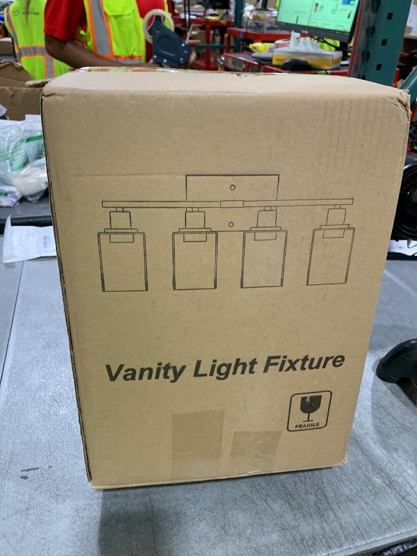 Photo 1 of Indoi 4 Light Bathroom Light Fixtures, Oil-Rubbed Bronze Modern Vanity Lights with Clear Glass Shades, Bathroom Wall Lamp for Mirror Living Room Cabinet