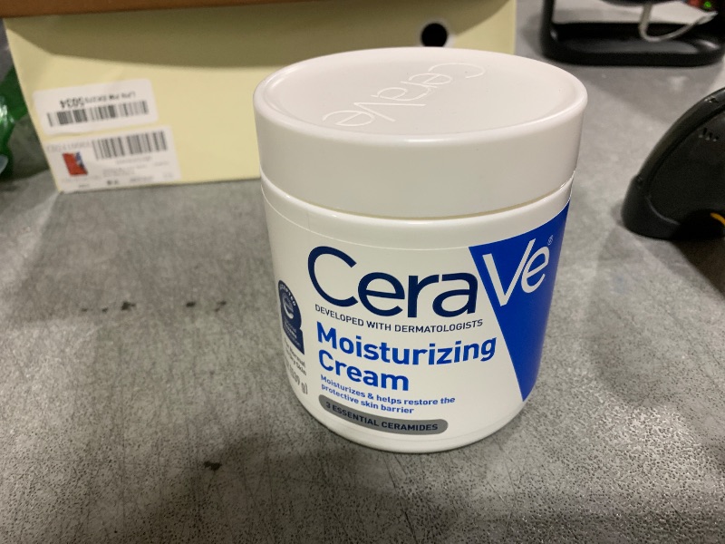 Photo 1 of CeraVe Moisturizing Cream, Body and Face Moisturizer for Dry Skin, Body Cream with Hyaluronic Acid and Ceramides, Daily Moisturizer, Oil-Free, Fragrance Free, Non-Comedogenic, 19 Ounce
