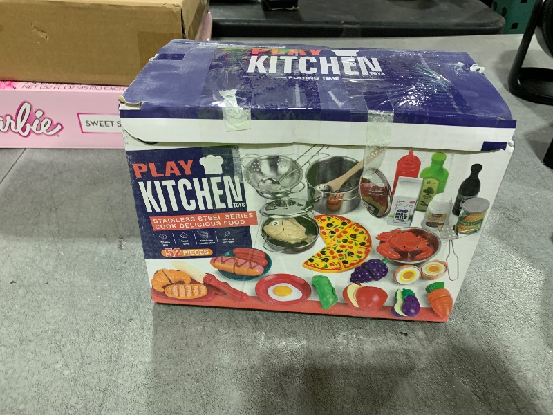 Photo 1 of Kidsciety Pretend Play Accessories - 52pc Kids Kitchen Playset with Play Food, Stainless Steel Cookware, Toys Pots and Pans, Toddler Kitchen Set with Cuttable Toy Food - Boys and Girls Gift