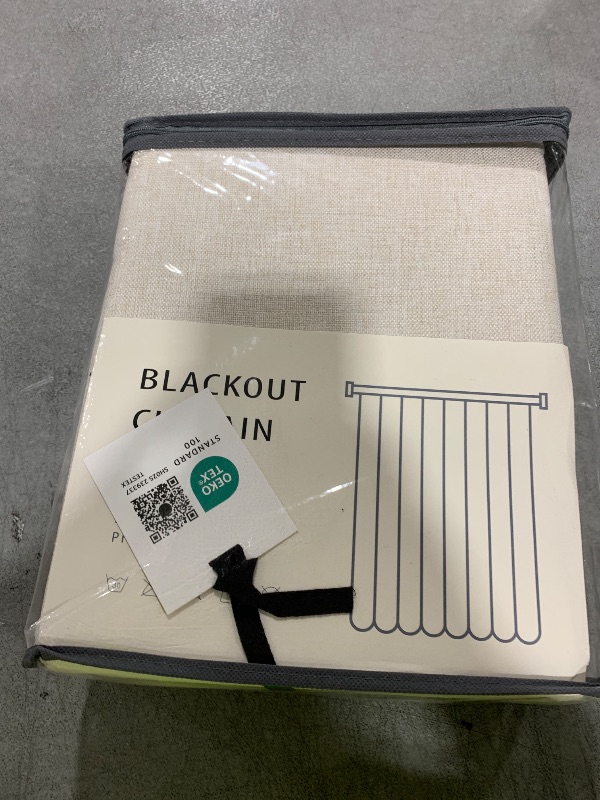 Photo 1 of 100% Blackout Shield Linen Blackout Curtains for Bedroom 84 Inches Long, Back Tab/Rod Pocket Living Room Drapes, Thermal Insulated Blackout Curtains 2 Panels Set, 50" W x 84" L, Cream