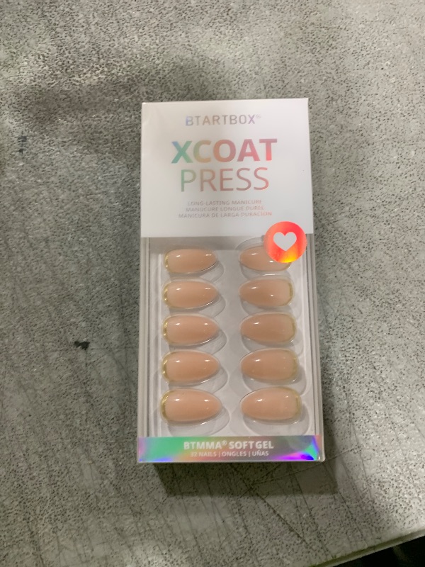 Photo 1 of BTArtbox Press On Nails Almond - Short Gold Foil Press On Nails with Glue for Women, Semi-Transparent Soft Gel Glue On Nails in 16 Sizes - 32 Stick On Nails Kit, Gold End