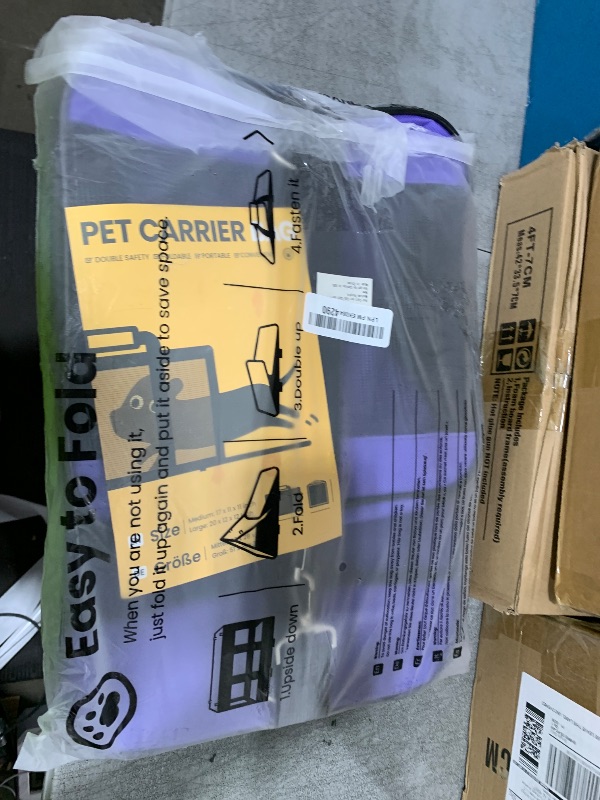 Photo 1 of Conlun Cat Carrier Airline Approved, Soft-Sided Dog Carrier with Inner Safety Leash, Pet Transport Carrier for Small-Medium Cats Puppies up to 15 Lbs, Collapsible Travel Kitten Carrier Bag -Purple M