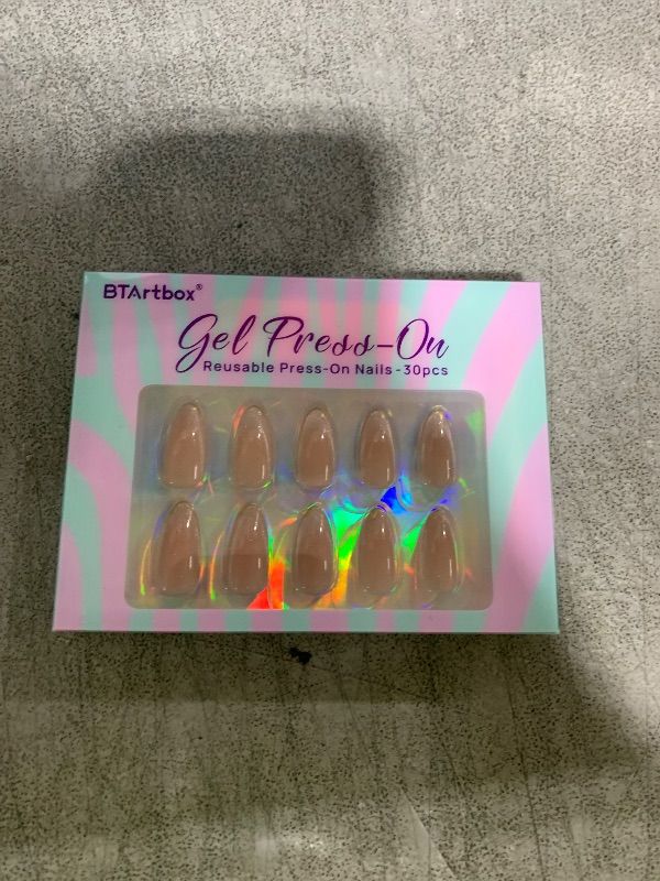 Photo 1 of BTArtbox Press On Nails Almond - Cat Eye Press On Nails Medium Fake Nails with 3D Sculpting Metallic Design, Supremely Fit & Glossy Glue On Nails in 15 Sizes for Gift, Knightshield