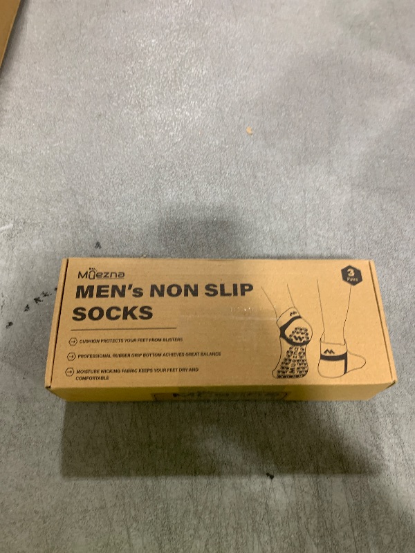 Photo 1 of Muezna Men's Non-Slip Yoga Socks, Anti-Skid Pilates, Barre, Bikram Fitness Hospital Slipper Socks with Grips