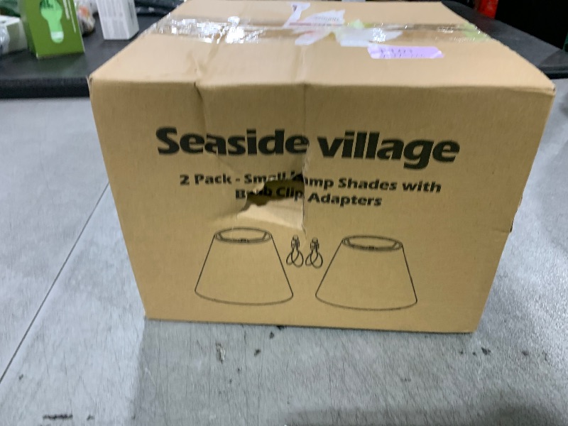 Photo 1 of Seaside village Small Lamp Shades for Table Lamp, Natural Linen Lamp Shades Set of 2, 5.5" Top x 10" Bottom x 6.6" High, Brown Burlap Lampshade Replacement, Spider, Bulb Clip Adapters Included