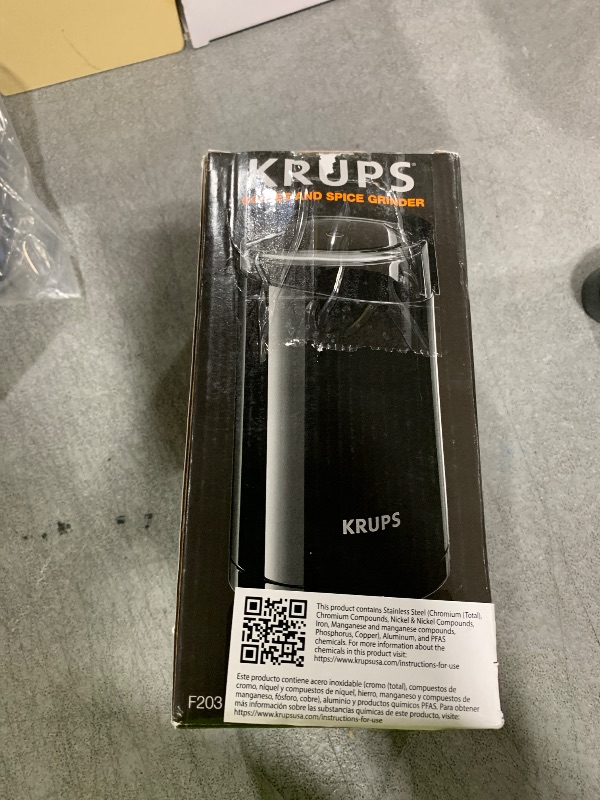 Photo 1 of KRUPS Precision Electric Coffee Grinders: 3 oz Capacity, 200W Motor, Stainless Steel Blades for Uniform Grinding of Coffee Beans, Herbs, Nuts, and Spice Grinder (Black)