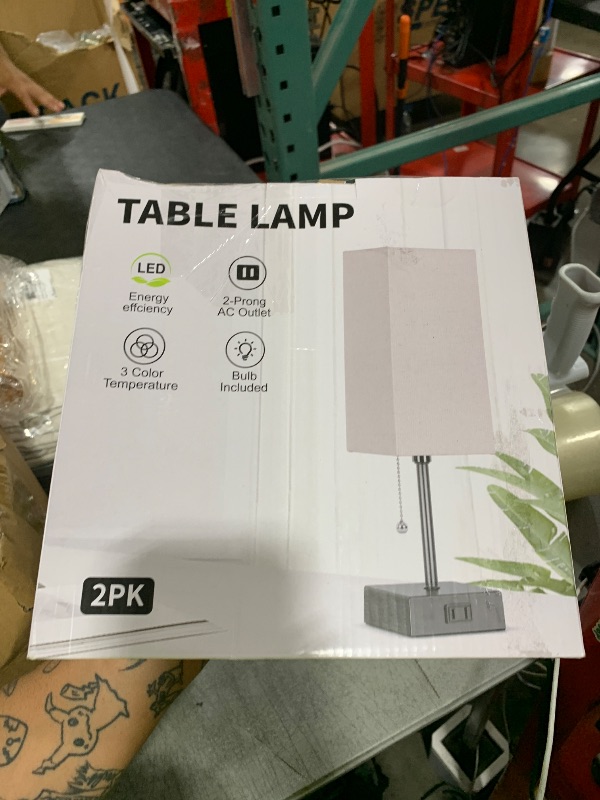 Photo 1 of 15'' Table Lamp for Bedroom set of 2,3-Color Bedside Lamps with Pull Chain Table Lamps for Night stands with AC Outlet,Small Night Light Lamps with 2 Bulbs Lamps for Living Room Kids Room Office Decor