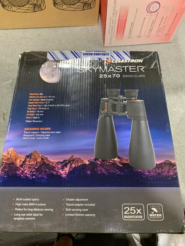 Photo 1 of Celestron 71008 SkyMaster 25x70mm Porro Prism Binoculars with Multi-Coated Lens, BaK-4 Prism Glass and Carry Case, Black