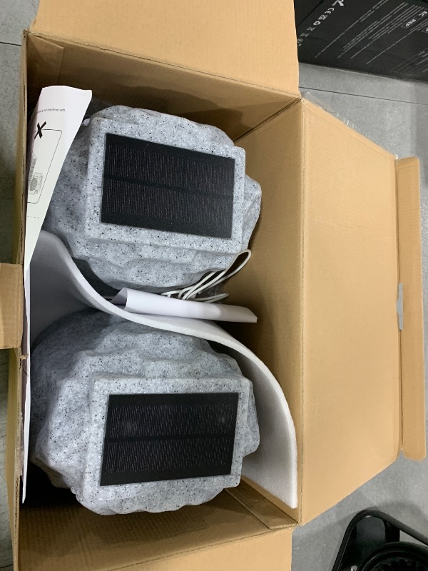 Photo 1 of NiceBuy Solar Rock Speakers Outdoor Water-Resistant 2-Pack Solar Powered Rock Speaker with Lights RGB and TWS Pair for Patio Outside Garden BBQ Deck