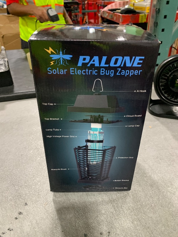 Photo 1 of PALONE Solar Bug Zapper 4500V Electric Mosquito Zapper Outdoor Updated Fly Zapper Indoor Rechargeable Mosquito Killer with Solar Panel & Type-C Cable Fly Trap with UV Light for Flies Gnats Moths