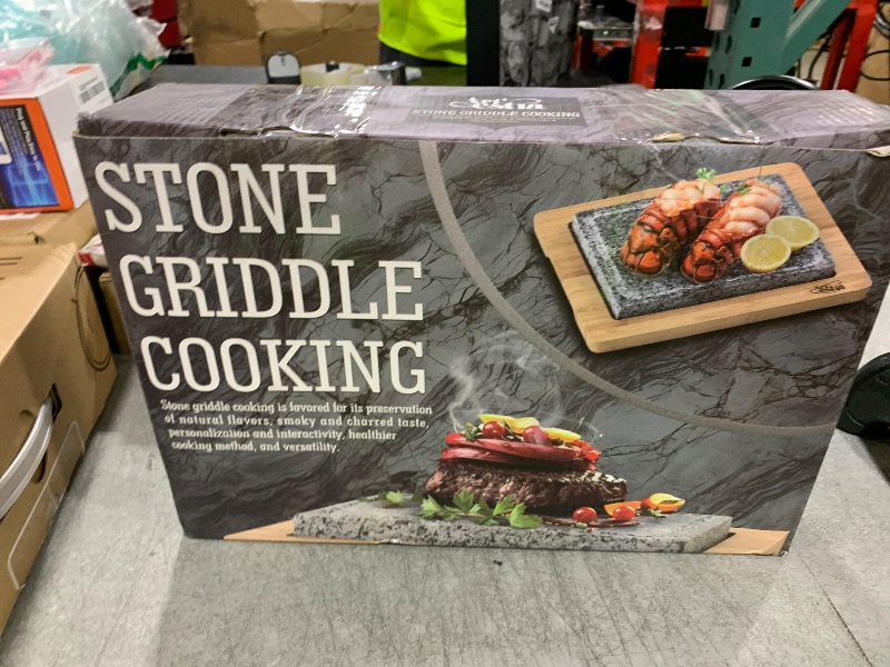 Photo 1 of Artestia Steak Stone Grill Set with 2 Granite Stones & 1 Bamboo Tray - Premium Reusable Cooking Stone for Sizzling Steaks, BBQ, Hibachi, Kitchen & Outdoor Grilling - Heat-Resistant Natural Granite