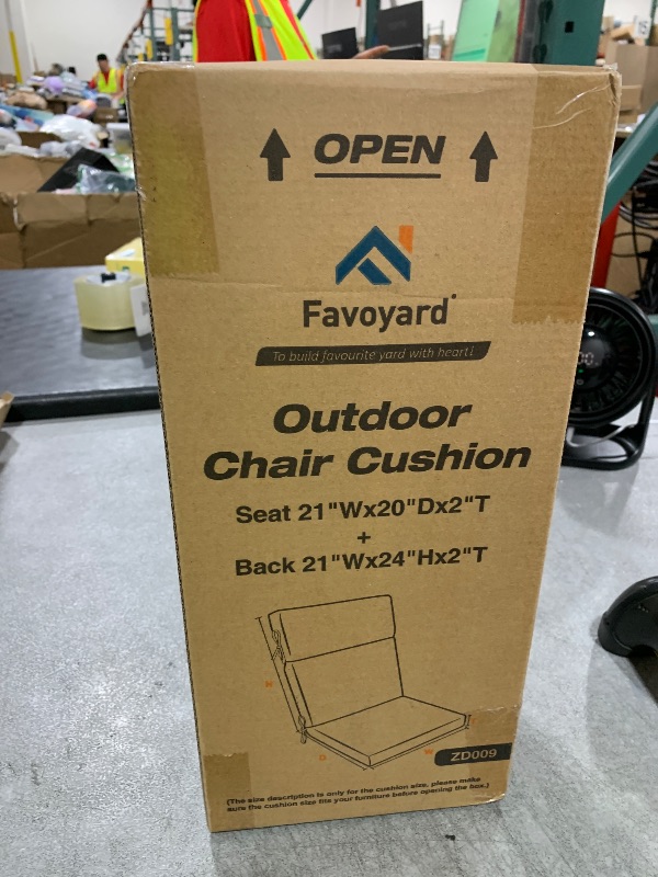 Photo 1 of Favoyard Outdoor Chair Cushion 21 x 20 x 2 Inch Waterproof & Color Fade Resistant High Back Patio Furniture Cushion Replacement with Removable Cover, Ties and Hidden Zipper for Outdoor Dining Chairs