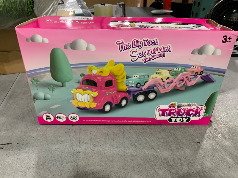 Photo 1 of Voicinlili Toy Truck for 1, 2, 3, 4, 5, 6+ Year Old Girls, 7-in-1 Foldable Truck with Light & Music Educational Toy for Toddlers Great Gift for Girls