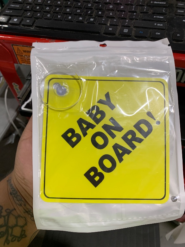 Photo 1 of Baby on Board Sticker for Cars, Signs for car, 5" by 5" Warning Sticker Notice Board with Suction Cups and Nano Stick (2 Pack)