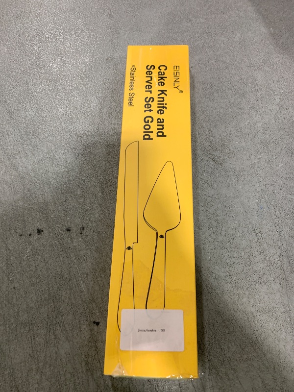 Photo 1 of Eisinly Cake Cutting Set for Wedding, Elegant Cake Knife and Server Set with Thickened Stainless Steel Rounded Edges, Cake Cutter Pie Spatula for Birthday Anniversary Christmas, 2 Pcs, Gold