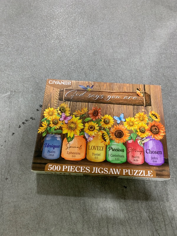 Photo 1 of Civaner 500 Piece Christian Puzzles for Adults Bible Sunflower Religious Jigsaw Puzzles for Adults Elderly Seniors Inspirational Gifts for Mother's Day Church Teacher Nurse(Christian)