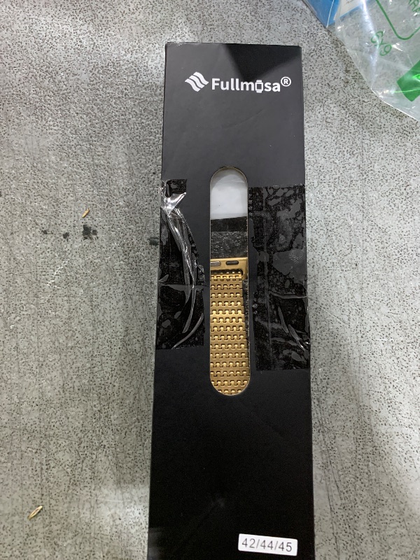 Photo 1 of Fullmosa Compatible Apple Watch Bands 45mm 44mm 42mm for Men Women, Stainless Steel Mesh Loop Magnetic Clasp iWatch Band with TPU Case for Apple Watch Series 9 8 7 6 5 4 3 2 1 SE SE2, Golden