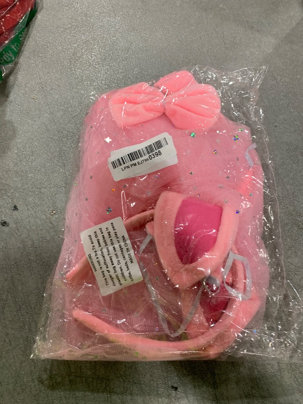 Photo 1 of Exacoo Pink Pig Costume Set Fuzzy Pig Ears Headband Piggy Nose Tail Tutu Skirt Bowtie Kit Animal Circus Costumes Dress Up Halloween Cosplay Decoration Cute Piglet Outfit