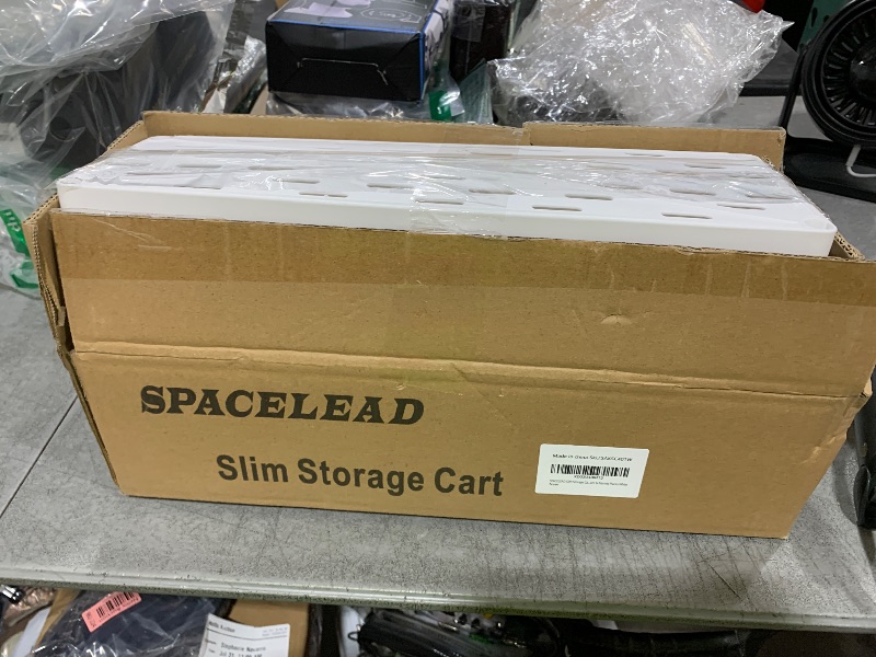 Photo 1 of SPACELEAD Slim Storage Cart 4 Tier,Bathroom Organizer Rolling Utility, Mobile Shelving Unit Slide Out for Office, Kitchen, Laundry Room & Narrow Places,White