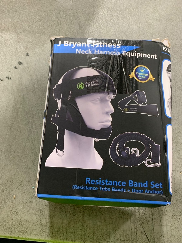 Photo 1 of J Bryant Neck Harness Head - Weight Lifting with Resistance Tube Bands - Door Anchor Set Adjustable Neck Training Strap Exercise Equipment (L)