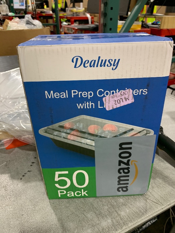 Photo 1 of Dealusy 50 Pack (100-Piece) 38 oz Meal Prep Containers Reusable with Lids, Sturdy Leakproof & Food Safe, Microwave, Freezer, Dishwasher Safe Prep Containers, To Go Take Out Plastic Food Storage