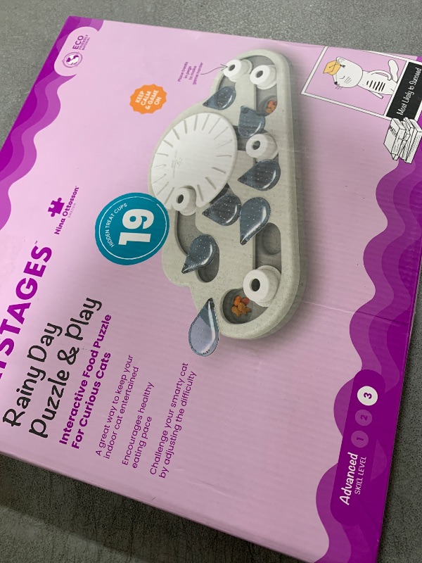 Photo 1 of Catstages Rainy Day Puzzle & Play, Interactive Treat Puzzle Cat Toy 15.4 in x 9.4 in, Gray