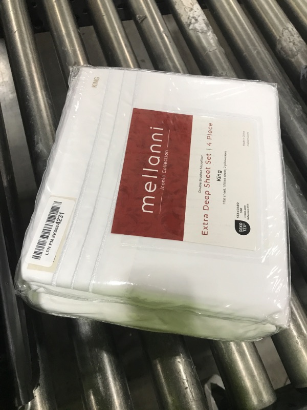 Photo 1 of Mellanni Extra Deep King Sheets - 4 PC Iconic Collection Bedding - Hotel Luxury, Ultra Soft, Cooling Bed Sheets - Wrinkle, Fade, Stain Resistant (King, White)