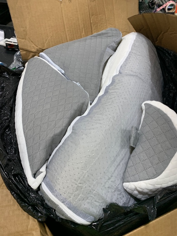 Photo 1 of Longering 4PCS Orthopedic Bed Wedge Pillow Set for Post Surgery - Adjustable Wedge Pillow for Neck Back and Leg Pain Relief - Triangle Pillow Wedge for Acid Reflux & Sleeping & GERD (White Grey)