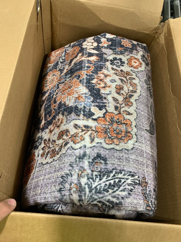 Photo 1 of Lahome Oriental Living Room Rug, Non-Slip Purple Rug 6x9 Washable Soft Dining Room Rugs for Bedroom, Non-Shedding Vintage Area Rugs for Home Office (Purple, 6'x9')