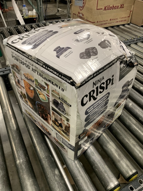 Photo 1 of Ninja Crispi 4-in-1 Portable Glass Air Fryer Cooking System, 1500W, 4QT & 6-Cup TempWare Glass Containers with Storage Lids, Microwave, Freezer & Dishwasher Safe, Cyberspace Gray, FN101GY
