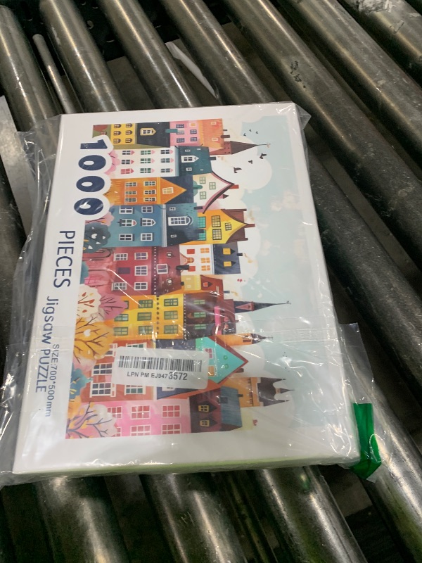 Photo 1 of 1000 Pieces Jigsaw Puzzles for Adults, Colorful Townhouses Modern Nordic Village House, Challenging Puzzle for Family Game Night, 19.7x27.6 inches Finished Size (Village)