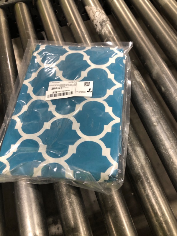 Photo 1 of Smiry Rectangle Picnic Table Cover, Waterproof Elastic Fitted Camping Tablecloths for 5 Foot Tables, Wipeable Flannel Backed Vinyl Tablecloth Protector for Indoor, Outdoor (Turquoise, 30x60 Inches)