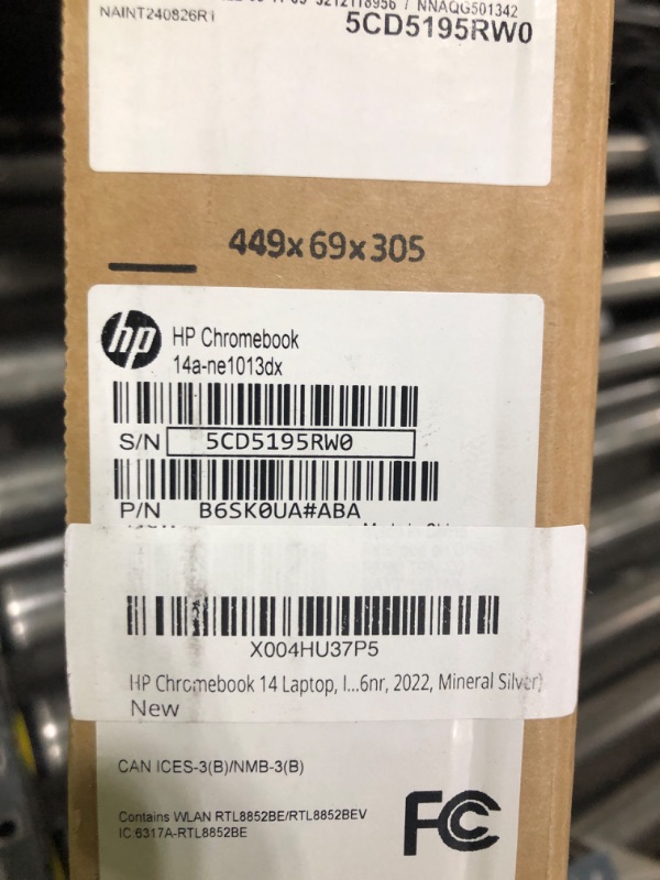 Photo 1 of HP Chromebook 14 Laptop, Intel Celeron N4120, 4 GB RAM, 64 GB eMMC, 14" HD Display, Chrome OS, Thin Design, 4K Graphics, Long Battery Life, Ash Gray Keyboard (14a-na0226nr, 2022, Mineral Silver)