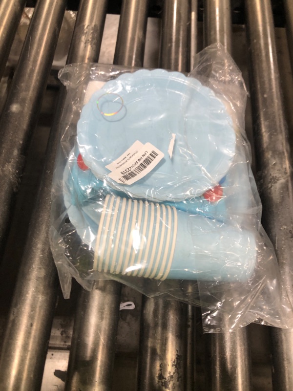 Photo 1 of 176 Pcs Light Blue Paper Plates and Napkins, Easter Plates Blue Party Supplies Include Light Blue paper plates Napkins Cup Plastic Tablecloth Spoon Fork Knives for Birthday Wedding Baby Shower