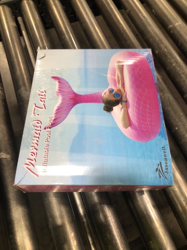 Photo 1 of Jasonwell Giant Inflatable Mermaid Tail Pool Float with Fast Valves Summer Beach Swimming Pool Party Lounge Raft Decorations Toys for Adults Kids (Pink)