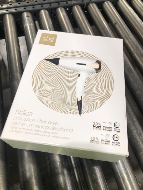 Photo 1 of ghd Helios Professional Hair Dryer - Advanced 1875W Blow Dryer with Aeroprecis Technology, 75mph Airflow, Ionic Frizz Control, More Shine, Lightweight Design and Low Noise - White