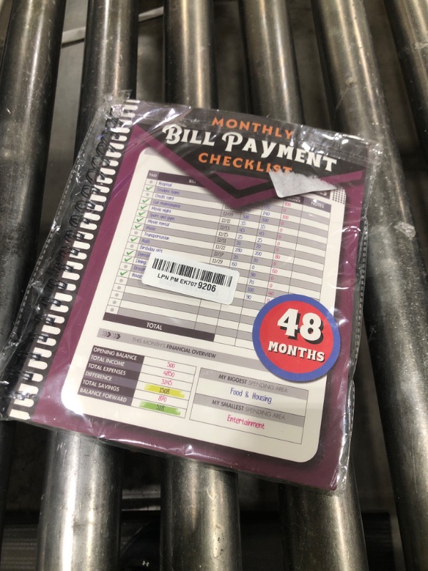 Photo 1 of Monthly Bill Payment Checklist: Bill Tracker Notebook With Spiral Binding 8"x10" The 4-Year Guide for Families & Money Managers, 960 Billing Records Included (Plum)
