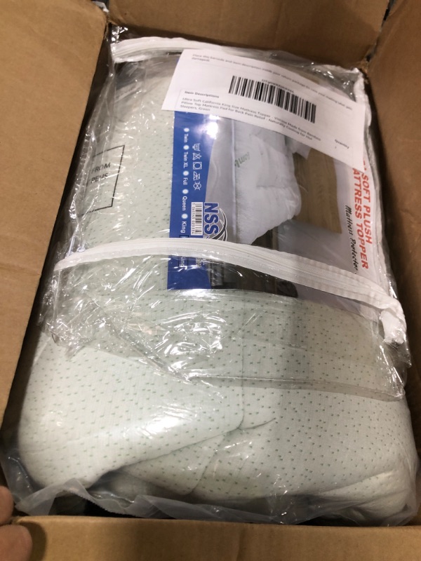 Photo 1 of Ultra Soft California King Size Mattress Topper - Viscose Made from Bamboo Pillow Top Mattress Pad for Back Pain Relief - Naturally Cooling for Hot Sleepers, Green