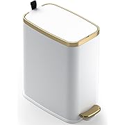 Photo 1 of  CEROELDA Small Bathroom Trash Can with Lid Soft Close-5L/1.3 Gal Slim Garbage Can-Metal Step Wastebasket-Rectangle Narrow Waste Bin for Office, Bedroom, Toilet, Live Room-White
