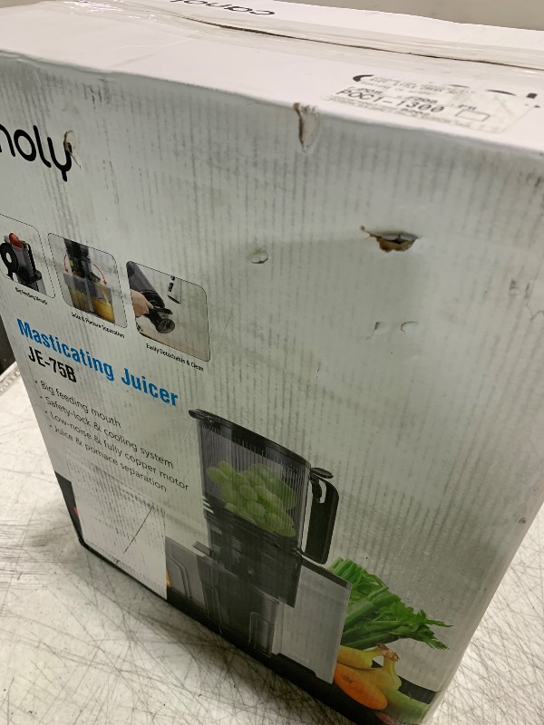Photo 1 of Cold Press Juicer, 5.8" Wide Feed Chute Juice Extractor Machine with 400W, High Juice Yield, Slow Masticating Juicer for Whole Vegetables & Fruits, Metallic Silver