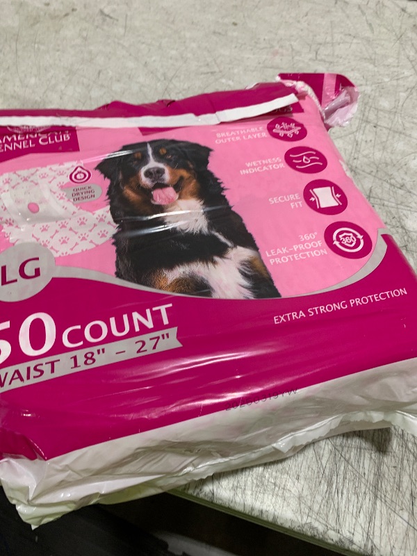 Photo 1 of American Kennel Club Female Dog Wrap, Disposable Diapers with Wetness Indicator, Large, 50 Count