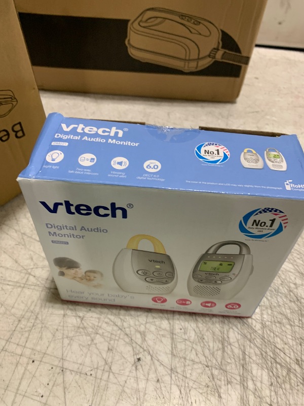 Photo 1 of VTech Communications DM221 Audio Baby Monitor with up to 1,000 ft of Range, Vibrating Sound-Alert, Talk Back Intercom & Night Light Loop, White/Silver