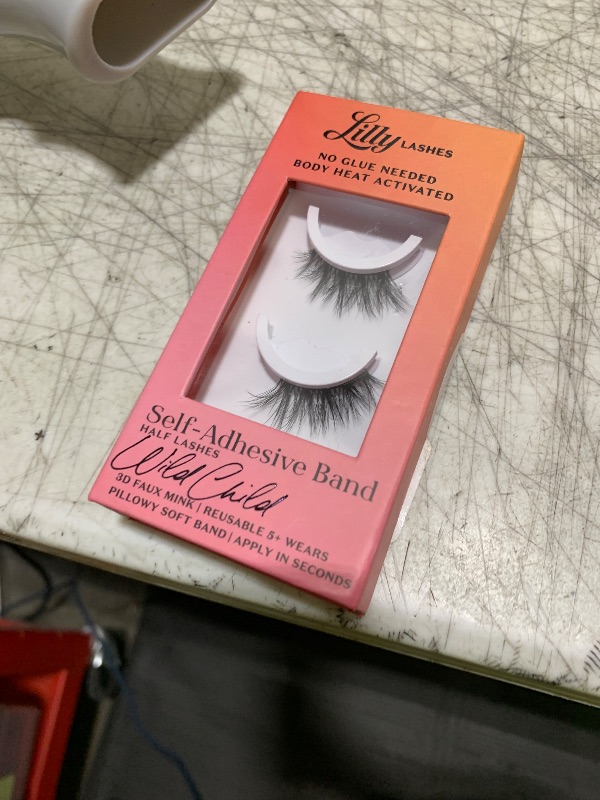 Photo 1 of Lilly Lashes Self Adhesive Eyelashes (Half Lashes), No Lash Glue Needed, Body Heat Activated Press on Lashes, Reusable Self Adhesive Eyelashes Up to 5x, Easy to Apply & Remove (WildChild)