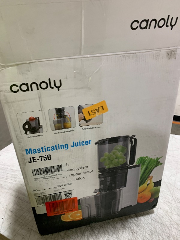 Photo 1 of Cold Press Juicer, 5.8" Wide Feed Chute Juice Extractor Machine with 400W, High Juice Yield, Slow Masticating Juicer for Whole Vegetables & Fruits, Metallic Silver