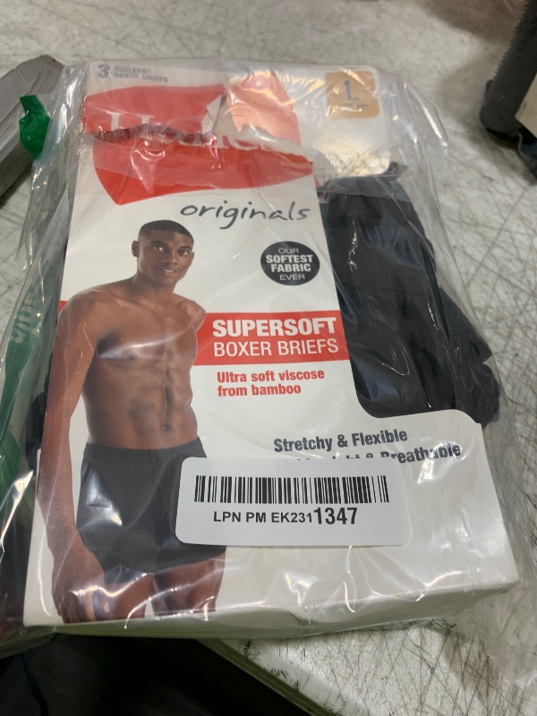 Photo 1 of Hanes Men's Supersoft Underwear, Viscose from Bamboo, Trunks and Boxer Briefs, Black