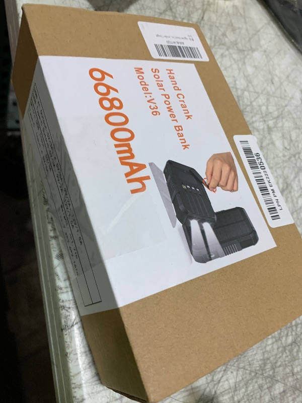 Photo 1 of Solar Power Bank, 66800mAh, Hand Crank, 22.5W USB-C Fast Charging, 6 Outputs & 4 Inputs, SOS/Strobe/Compass, for Camping/Hiking/Trips (Black)