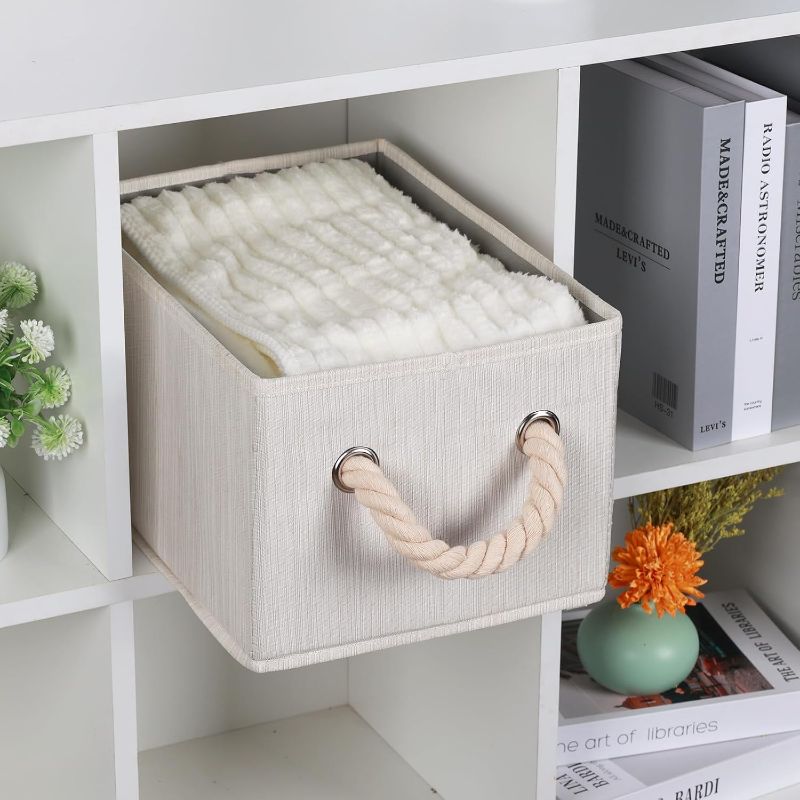 Photo 1 of  Shelves Baskets for Organizing, Storage Baskets for Organizing with Handles, Foldable Storage Box for Wardrobe, Bookcase, Bedroom