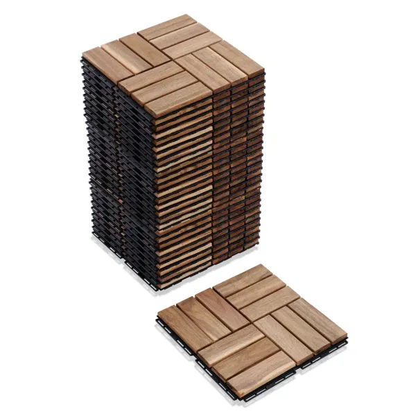 Photo 1 of 10 Pcs BEEFURNI - 12.1'' x 12.1'' Wood Interlocking Deck Tiles